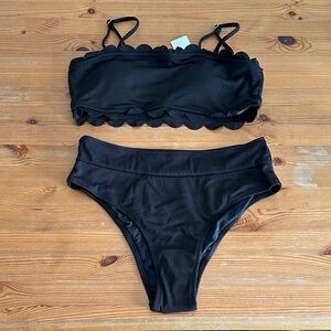 Black Scalloped Bikini Set